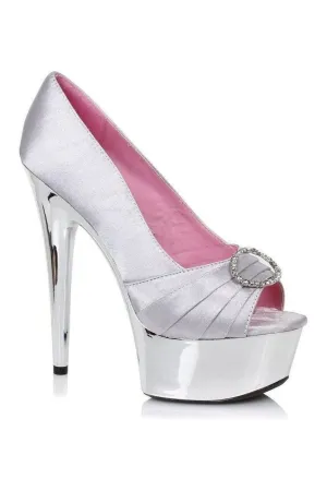 609-LAUREN Platform Pump  | Silver Faux Leather