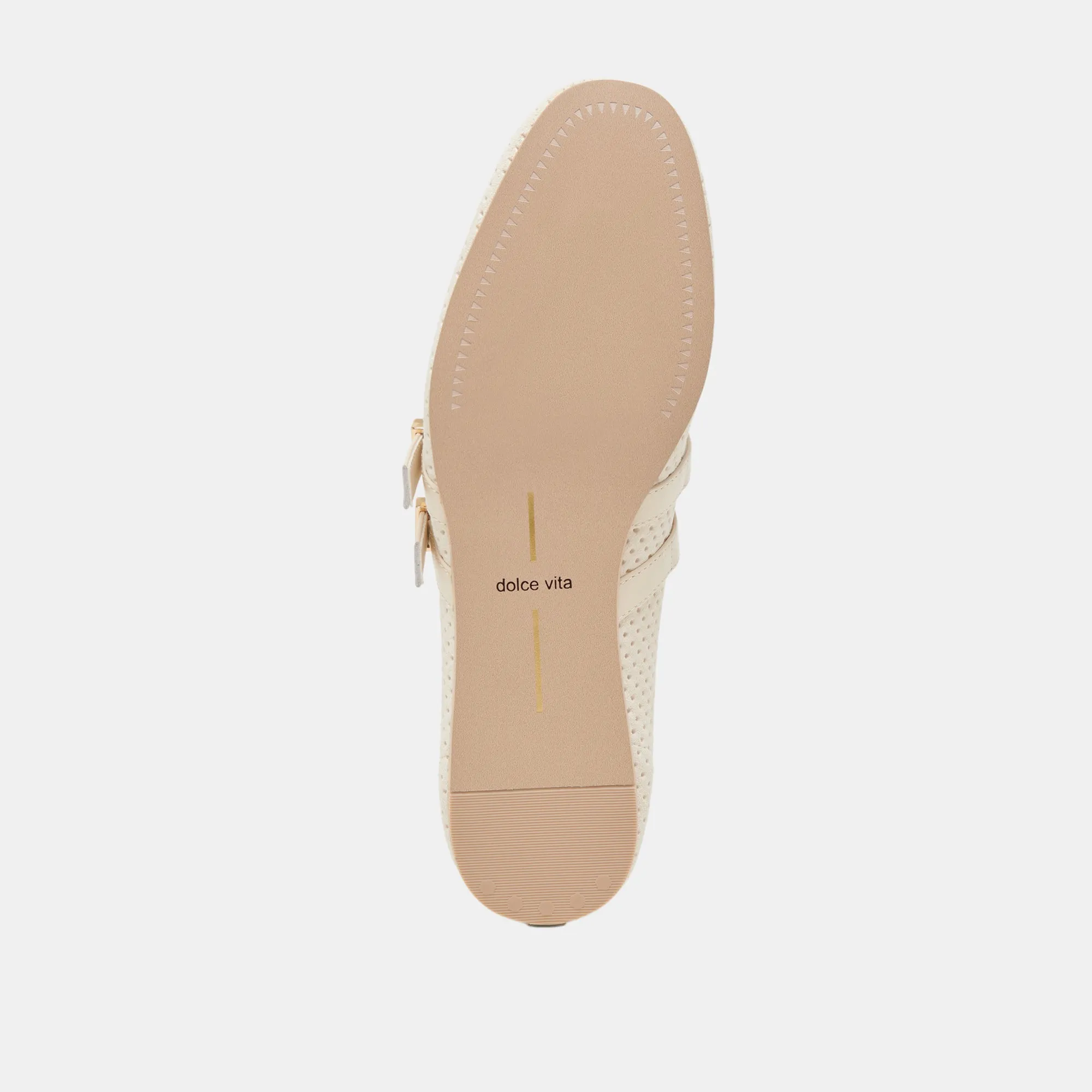 BAYLEE WIDE BALLET FLATS BONE PERFORATED SUEDE