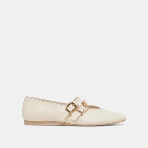 BAYLEE WIDE BALLET FLATS IVORY LEATHER