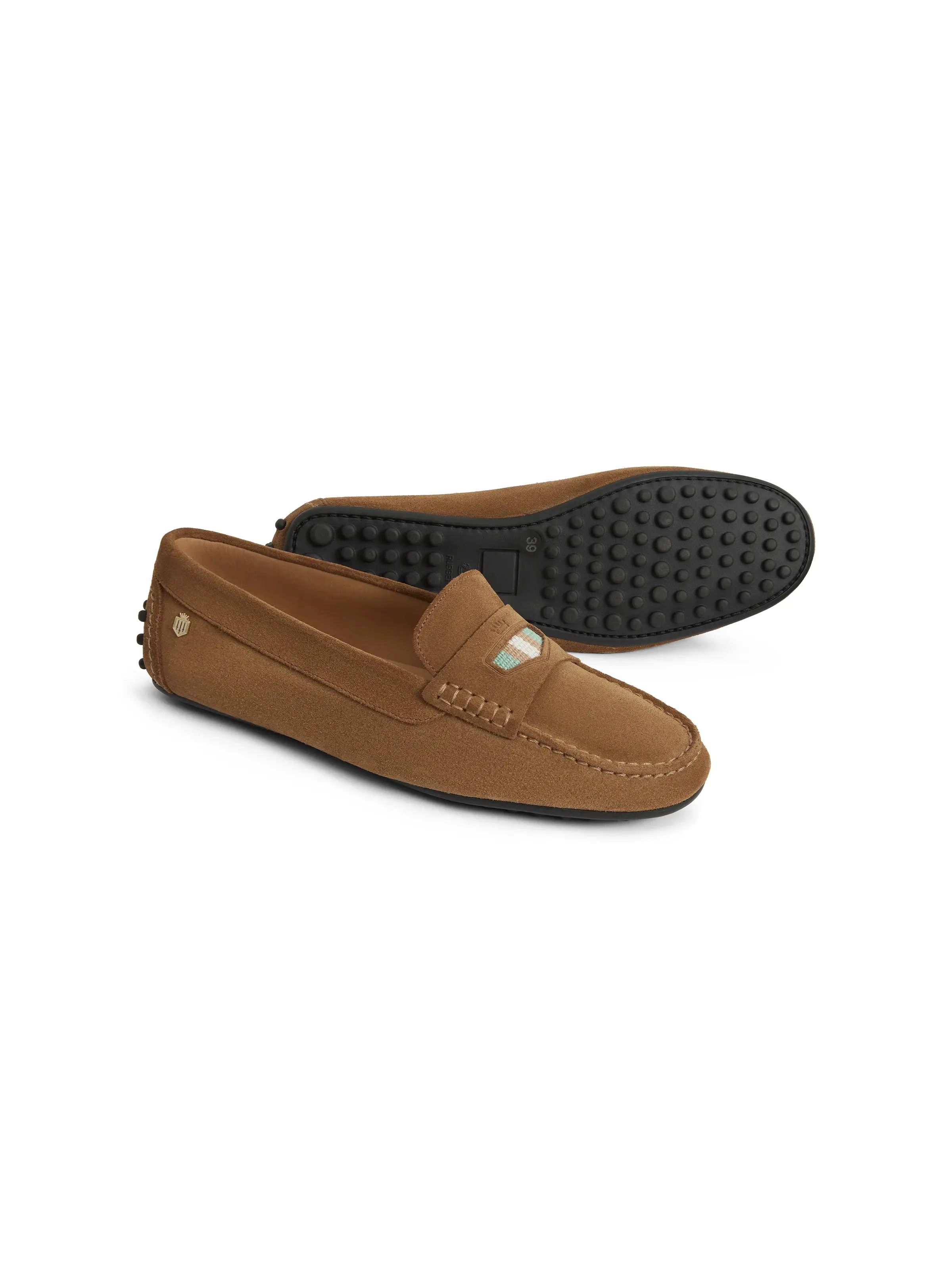 Boston Driver - Tan Suede, Mint & Stone