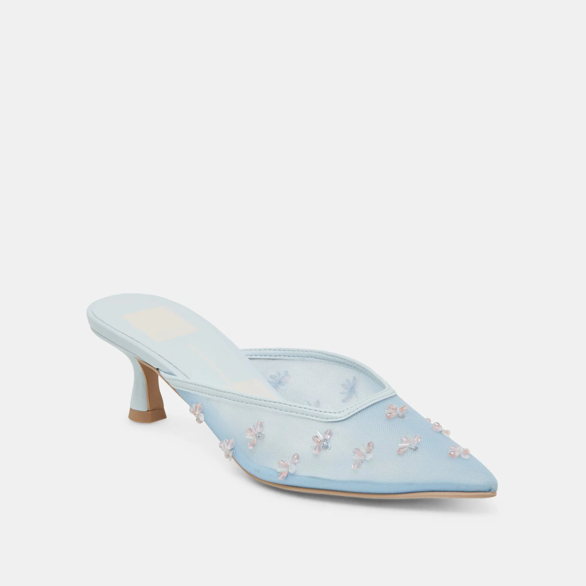 CLARA WIDE HEELS ICE BLUE MESH