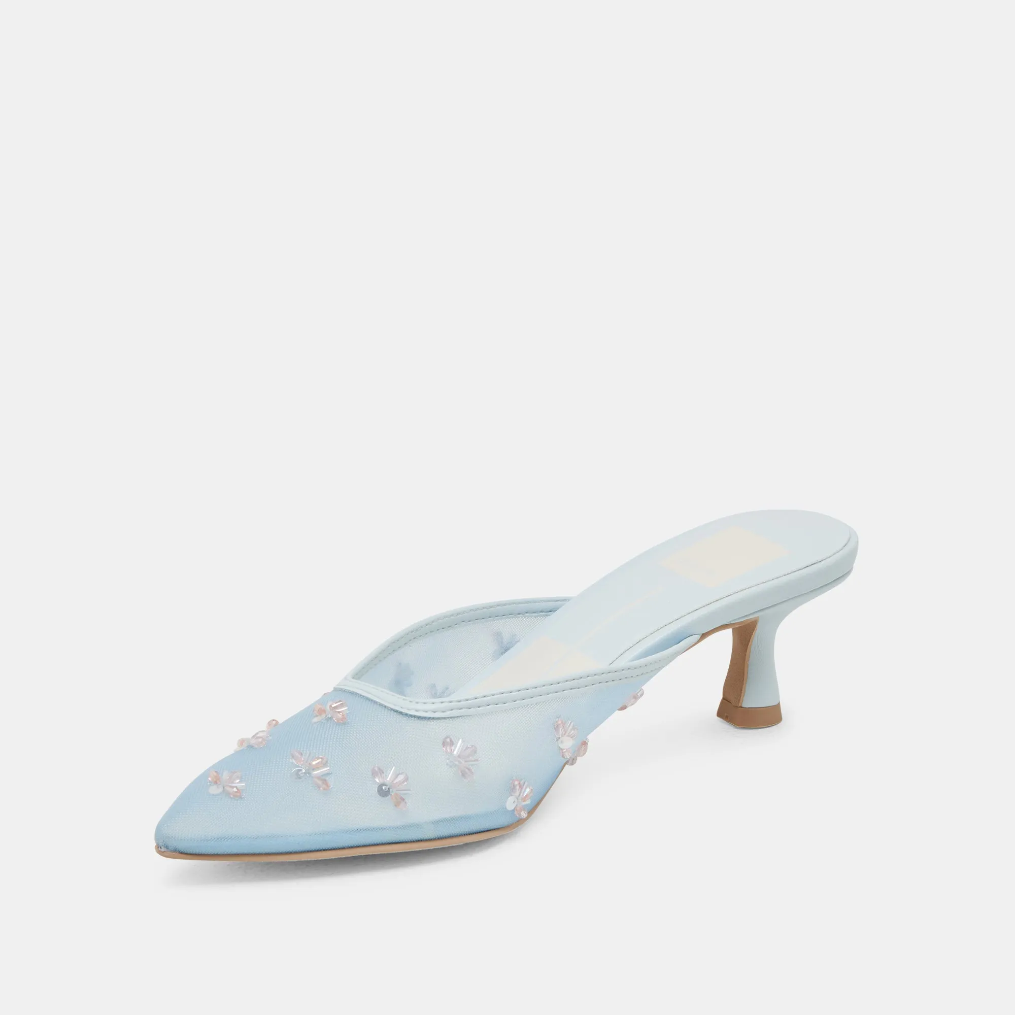 CLARA WIDE HEELS ICE BLUE MESH