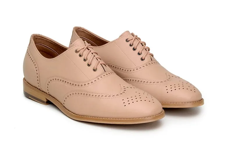 Elena Women's Vegan Leather Oxford Shoes | Beige