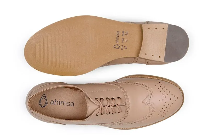 Elena Women's Vegan Leather Oxford Shoes | Beige