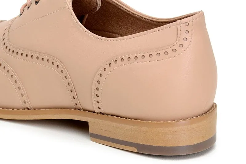 Elena Women's Vegan Leather Oxford Shoes | Beige