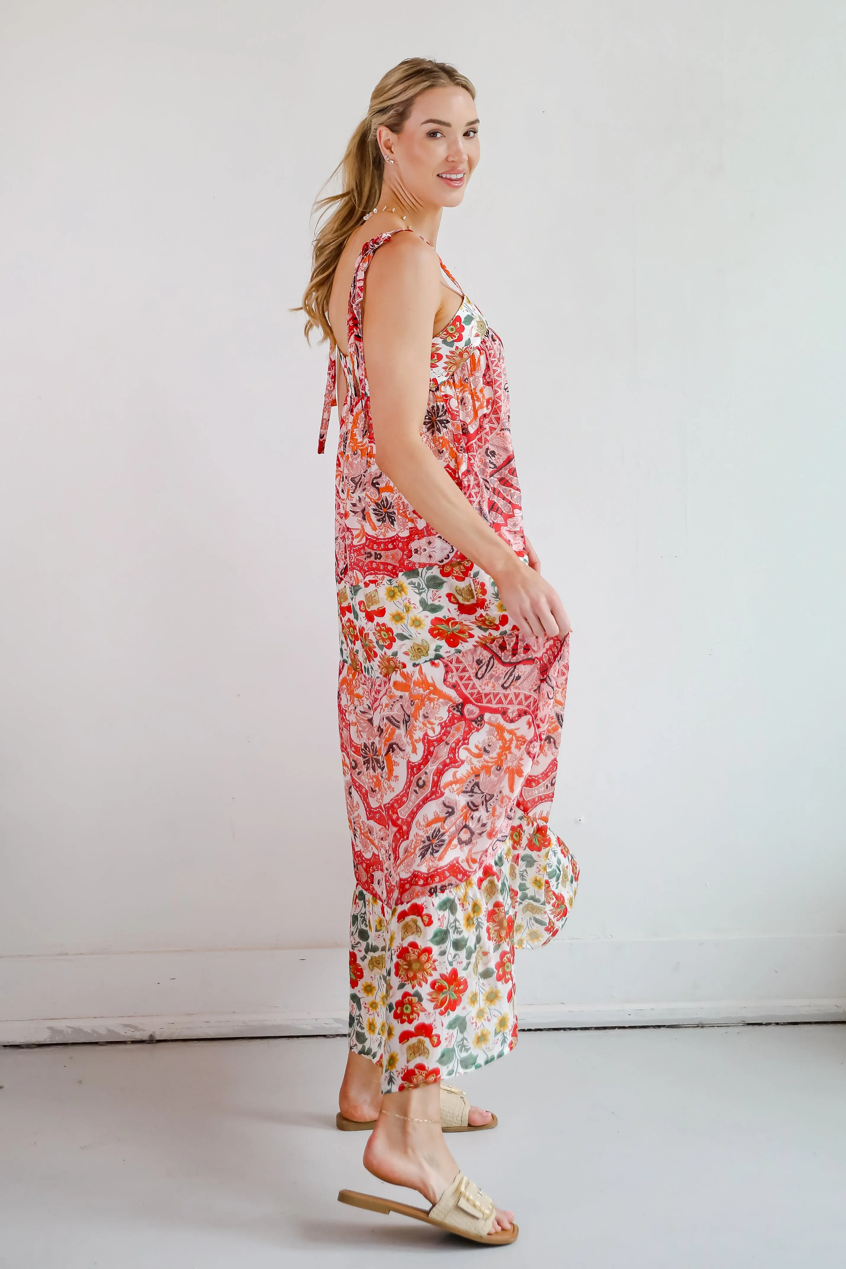 Everlasting Bliss Red Floral Maxi Dress