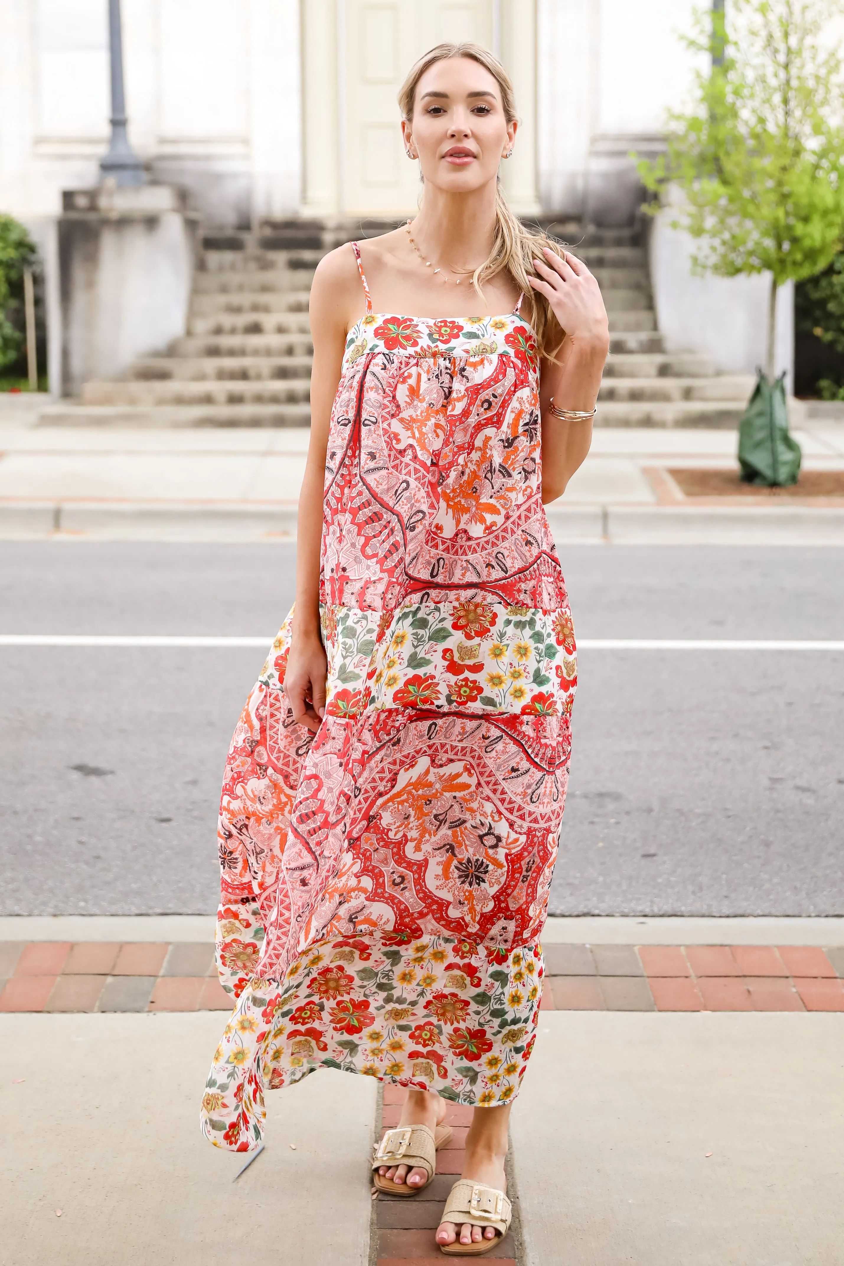Everlasting Bliss Red Floral Maxi Dress