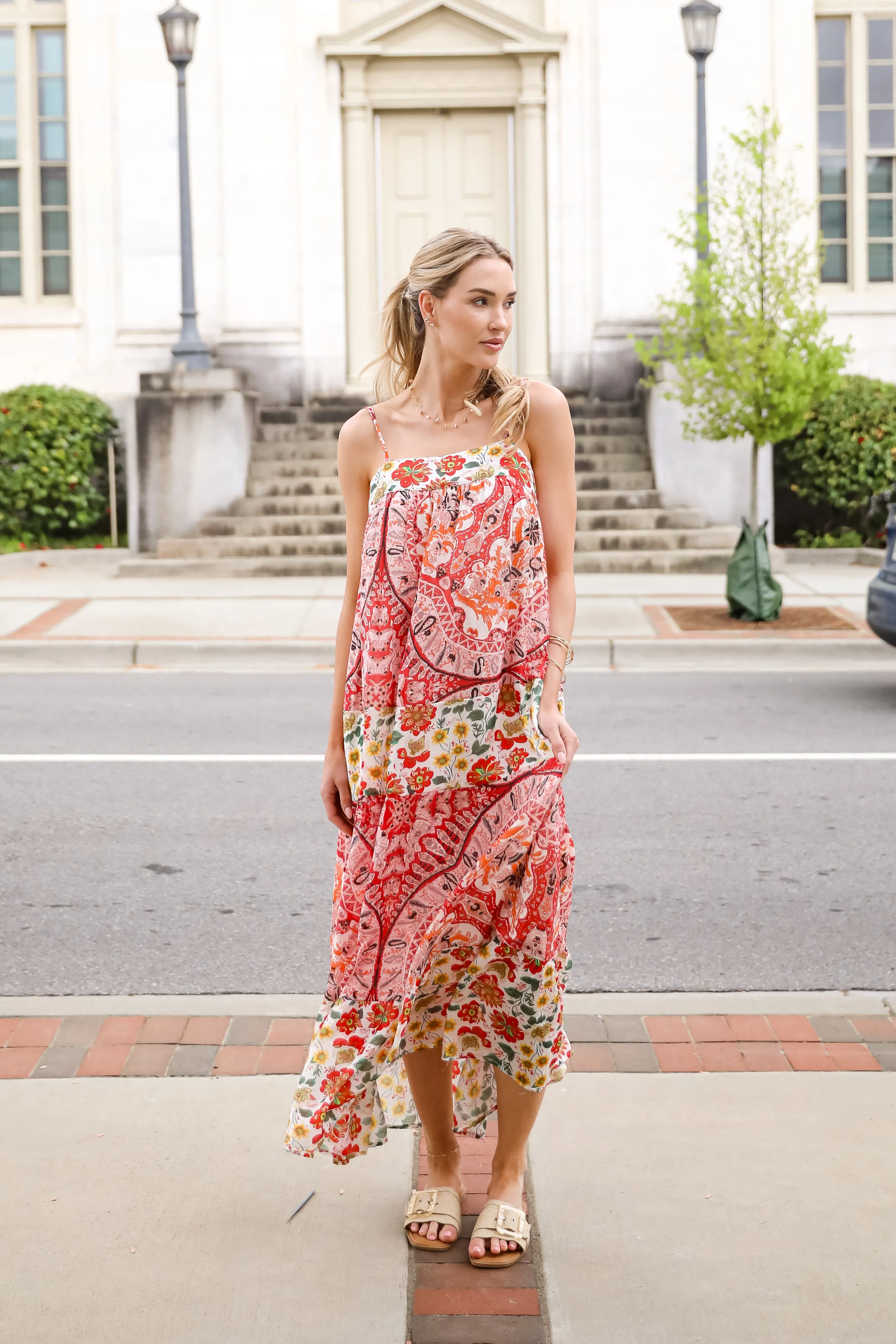 Everlasting Bliss Red Floral Maxi Dress