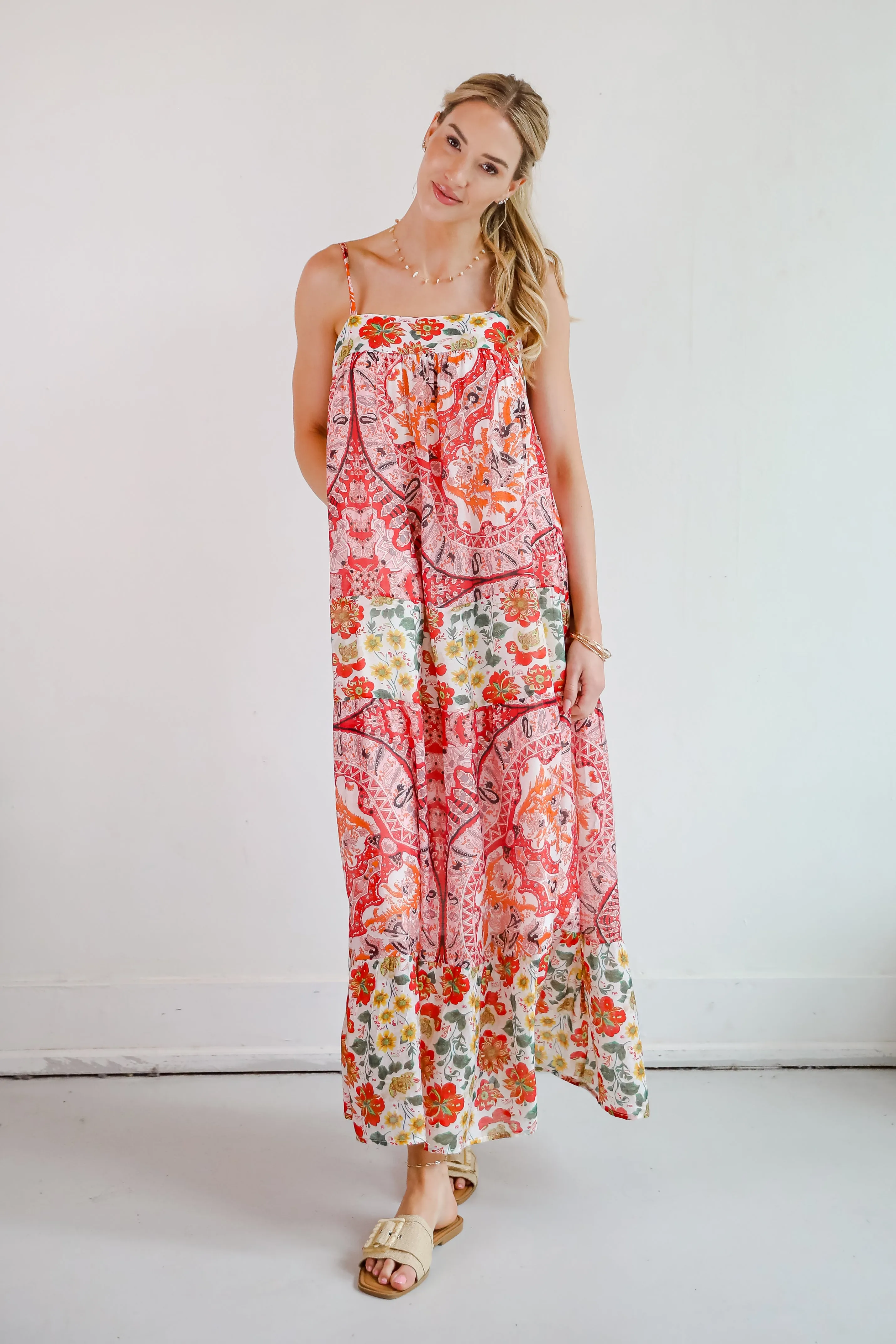 Everlasting Bliss Red Floral Maxi Dress