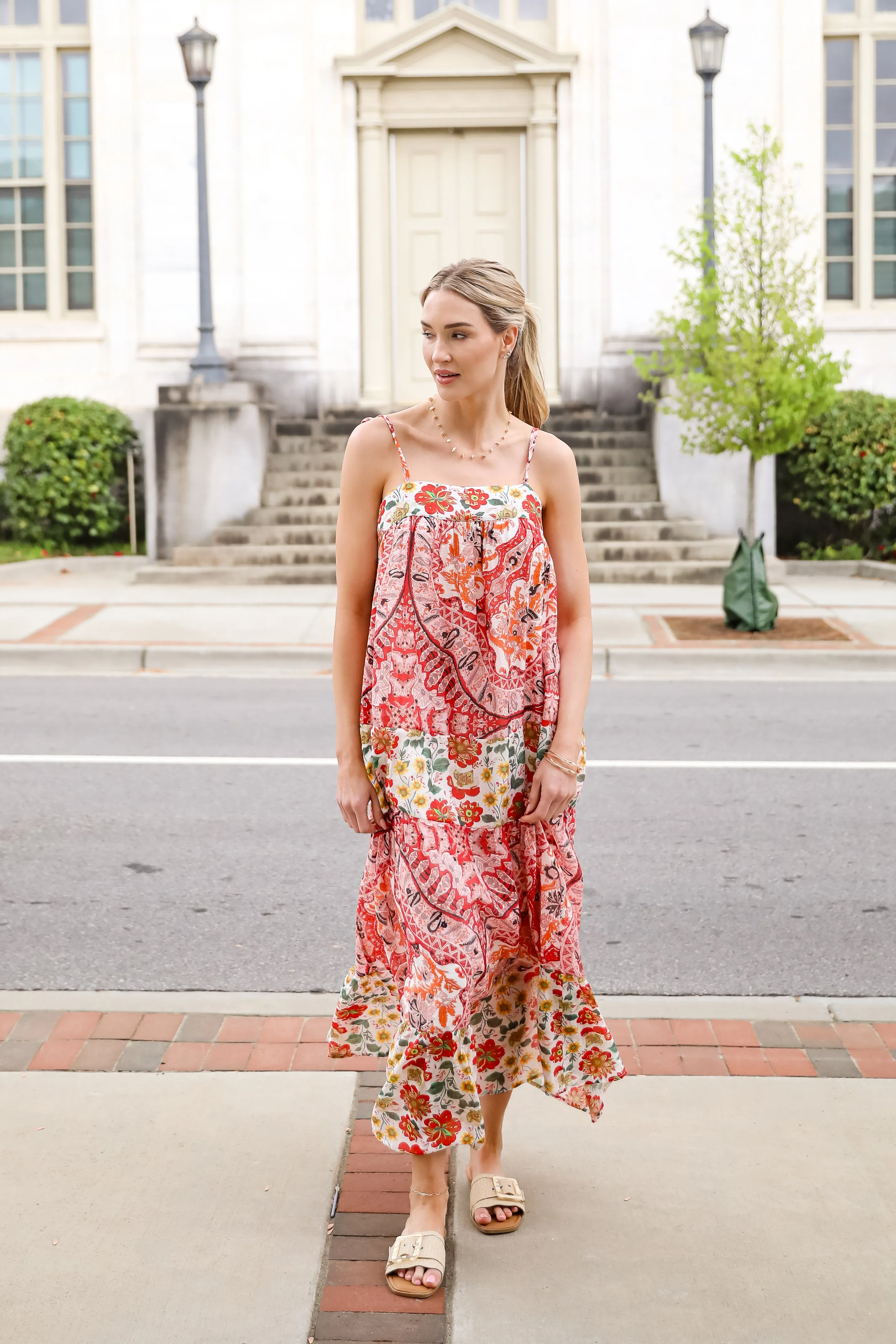 Everlasting Bliss Red Floral Maxi Dress