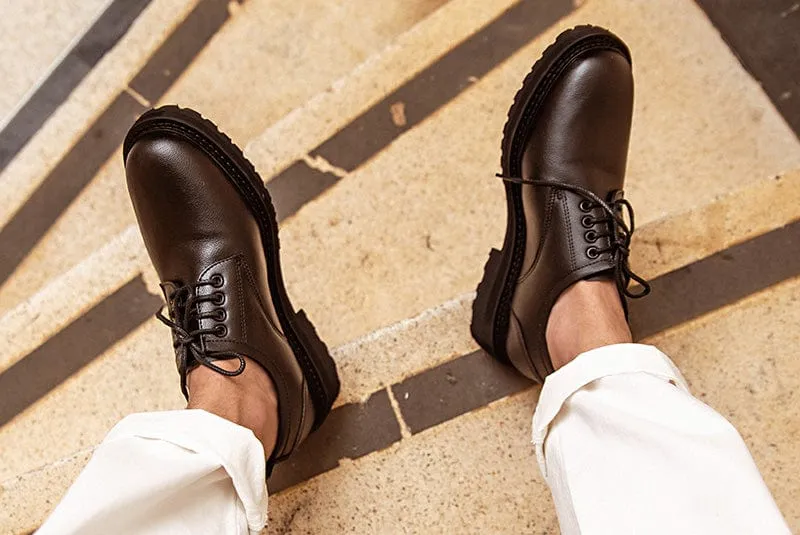 Everyday Unisex Vegan Leather Derby Shoes | Black