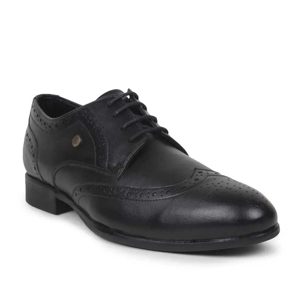 Fortune Black Formal Brogue Lacing Shoes For Men BELGIUM01E By Liberty