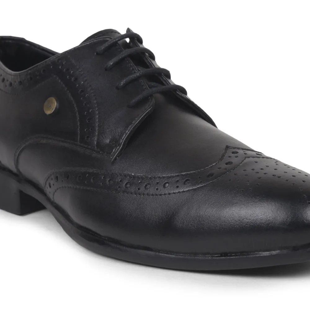Fortune Black Formal Brogue Lacing Shoes For Men BELGIUM01E By Liberty