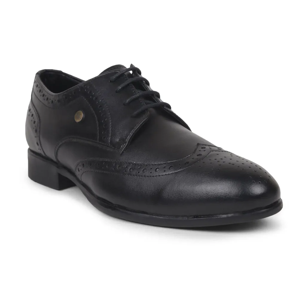 Fortune Black Formal Brogue Lacing Shoes For Men BELGIUM01E By Liberty