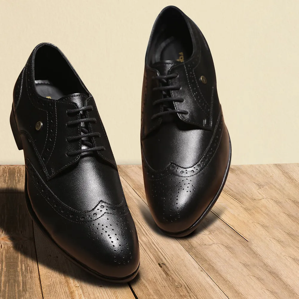 Fortune Black Formal Brogue Lacing Shoes For Men BELGIUM01E By Liberty