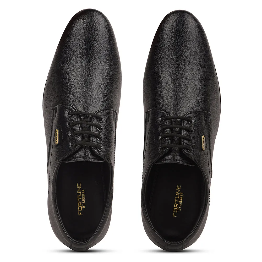 Fortune Black Formal Lacing Derby Shoes For Men UVL-131 By Liberty