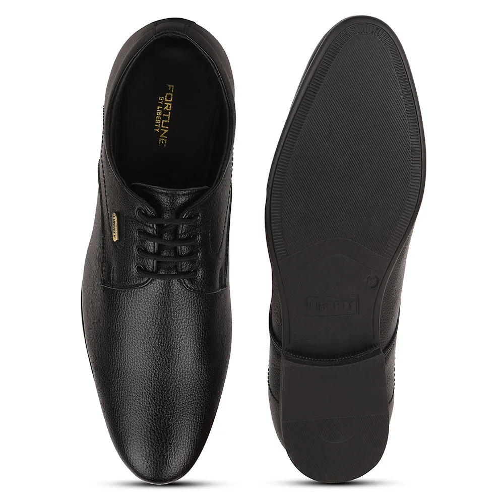 Fortune Black Formal Lacing Derby Shoes For Men UVL-131 By Liberty