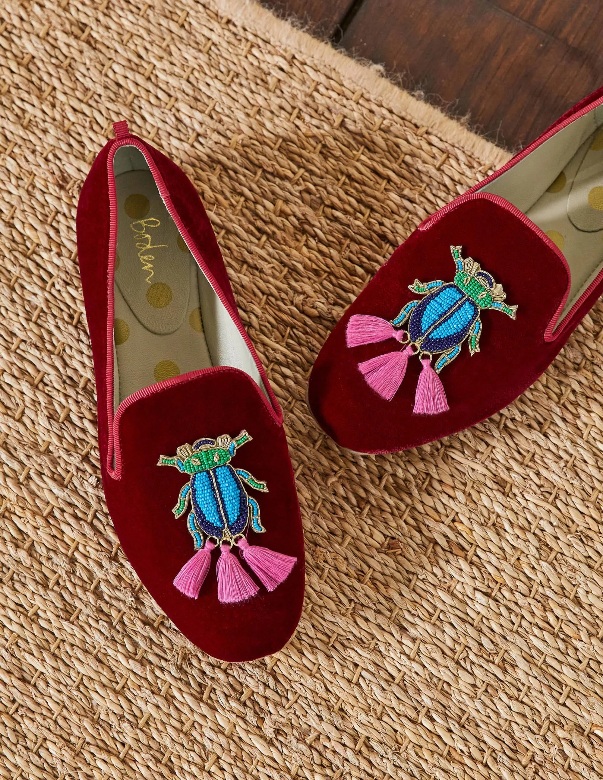 Gabriella Embellished Loafers-Wine Velvet/Beetle