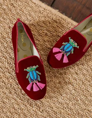 Gabriella Embellished Loafers-Wine Velvet/Beetle