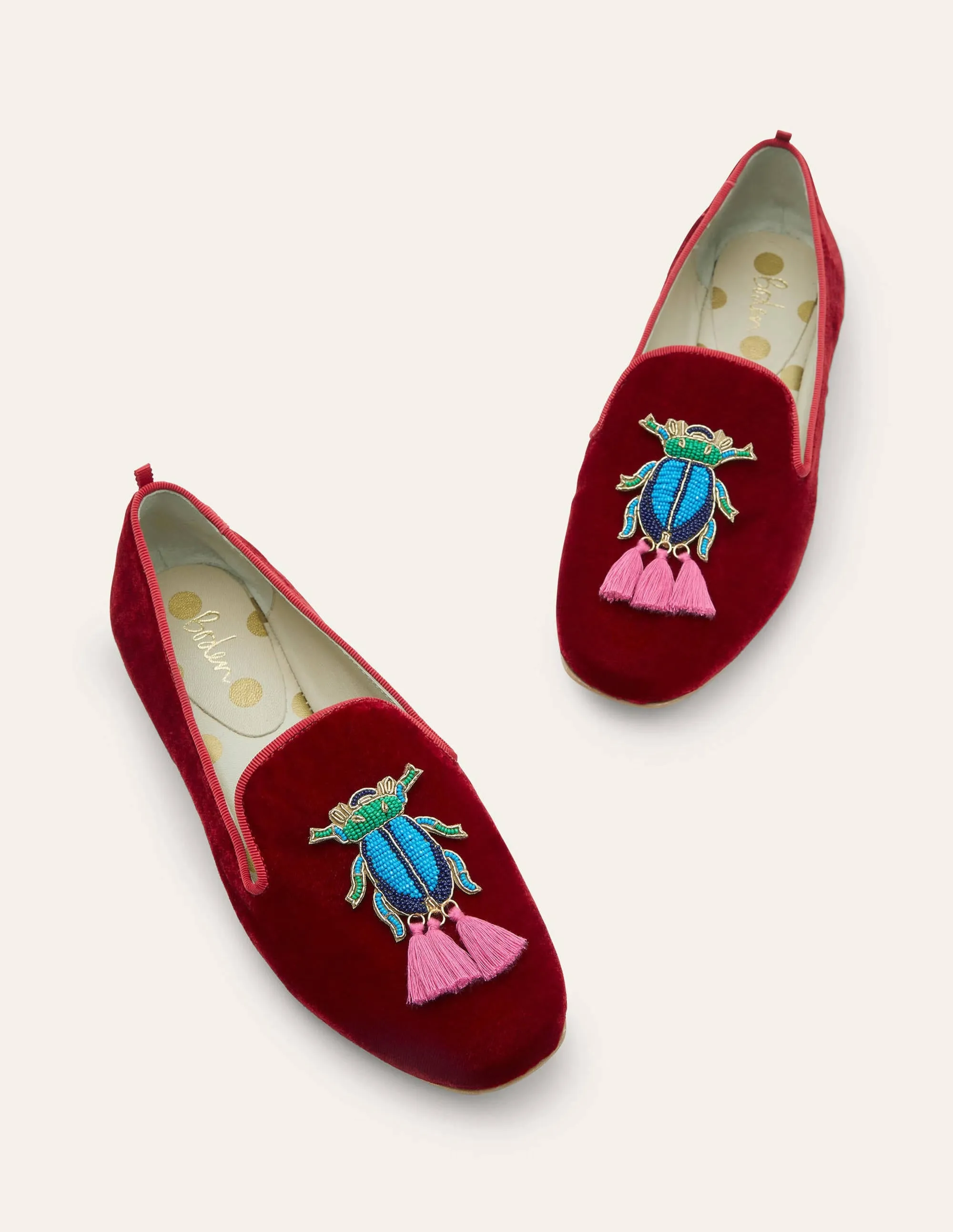 Gabriella Embellished Loafers-Wine Velvet/Beetle