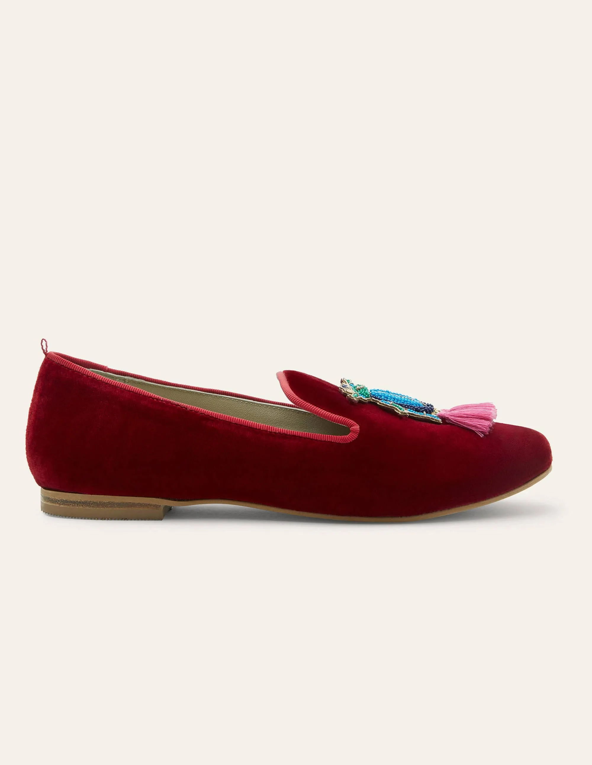 Gabriella Embellished Loafers-Wine Velvet/Beetle