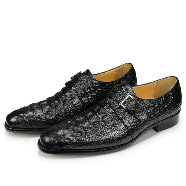 Genuine Leather Crocodile Pattern Men‘s Formal Leather Shoes