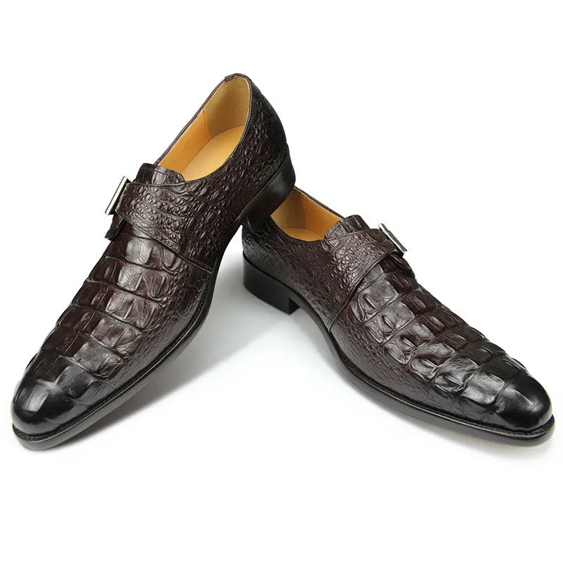 Genuine Leather Crocodile Pattern Men‘s Formal Leather Shoes