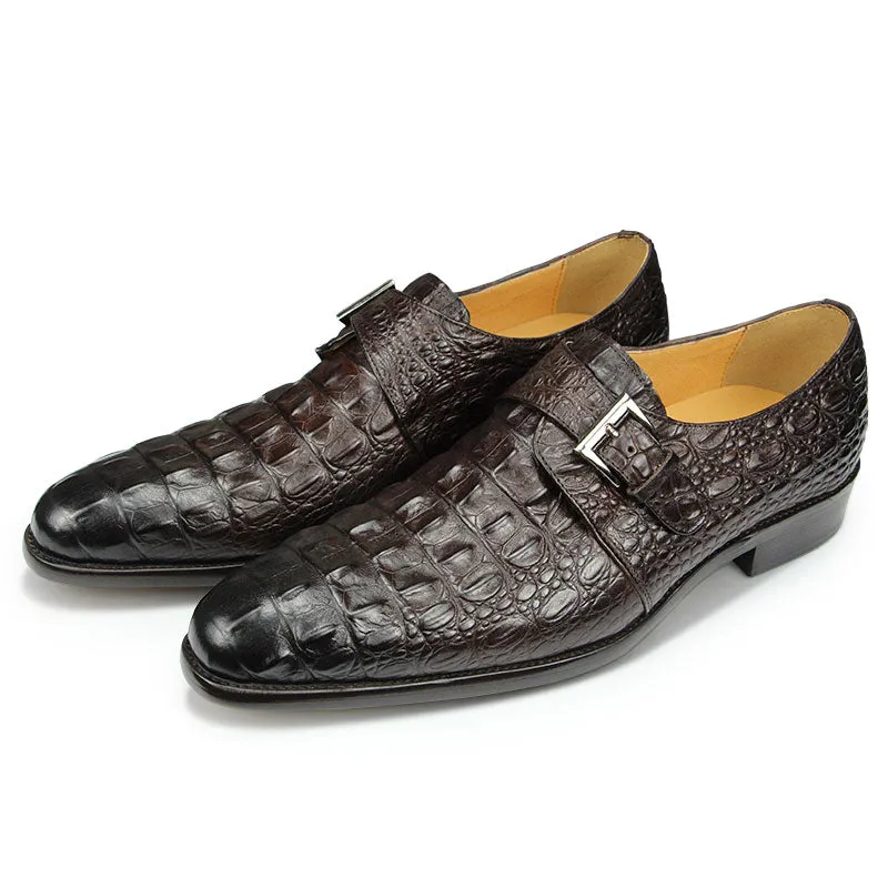 Genuine Leather Crocodile Pattern Men‘s Formal Leather Shoes