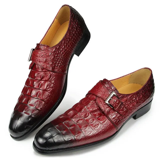 Genuine Leather Crocodile Pattern Men‘s Formal Leather Shoes
