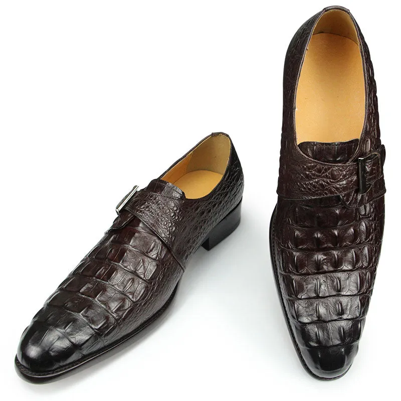 Genuine Leather Crocodile Pattern Men‘s Formal Leather Shoes