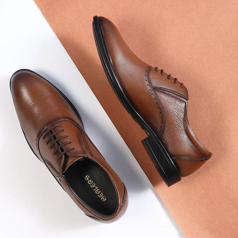 Healers Tan Formal Lacing Oxford Shoes For Men U993-18 By Liberty