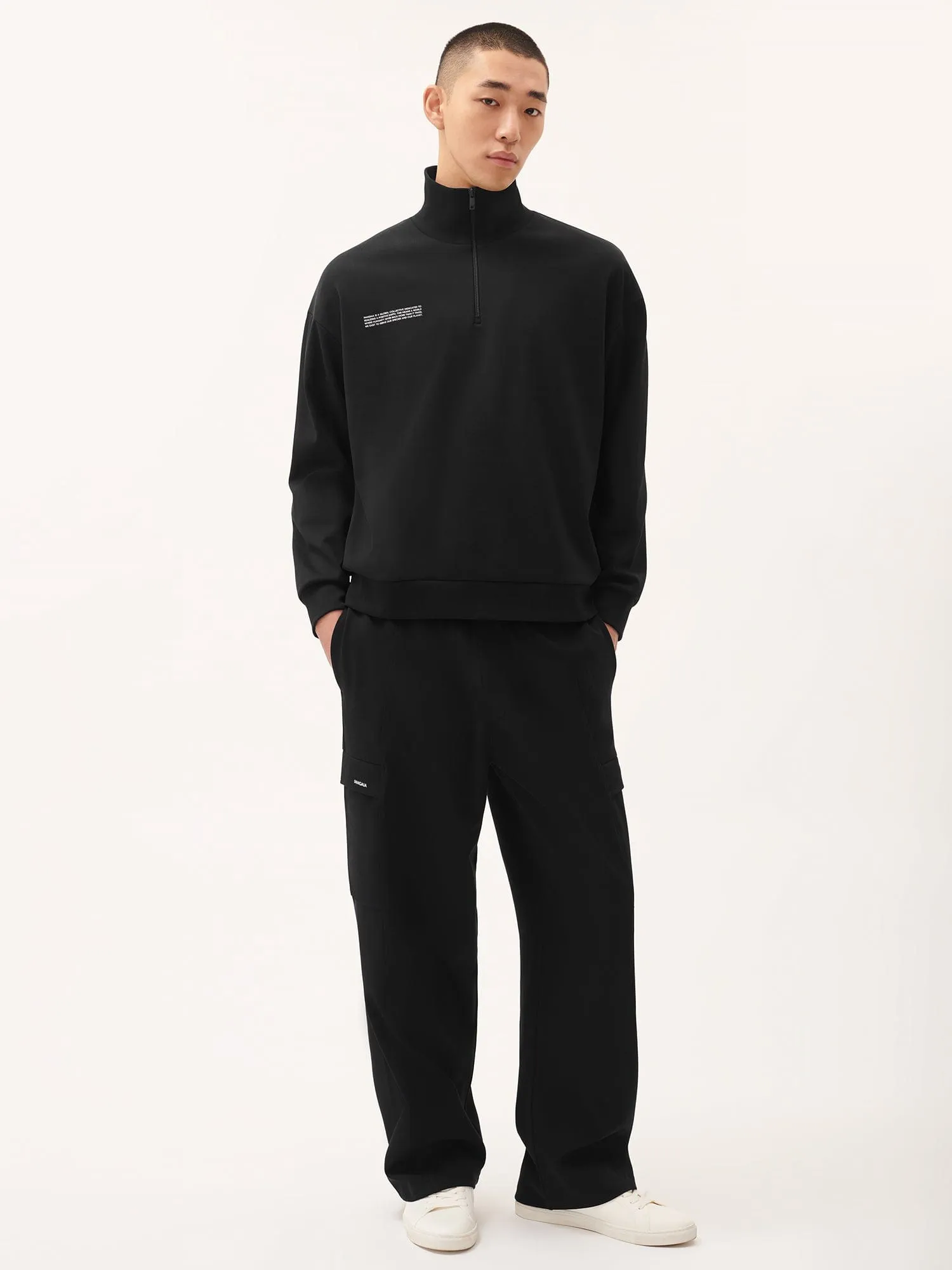 Mens DNA Double Jersey Half Zip Sweatshirt—black