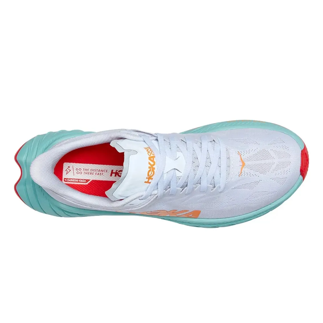 Mens HOKA Carbon X 2 - White / Blazing Orange