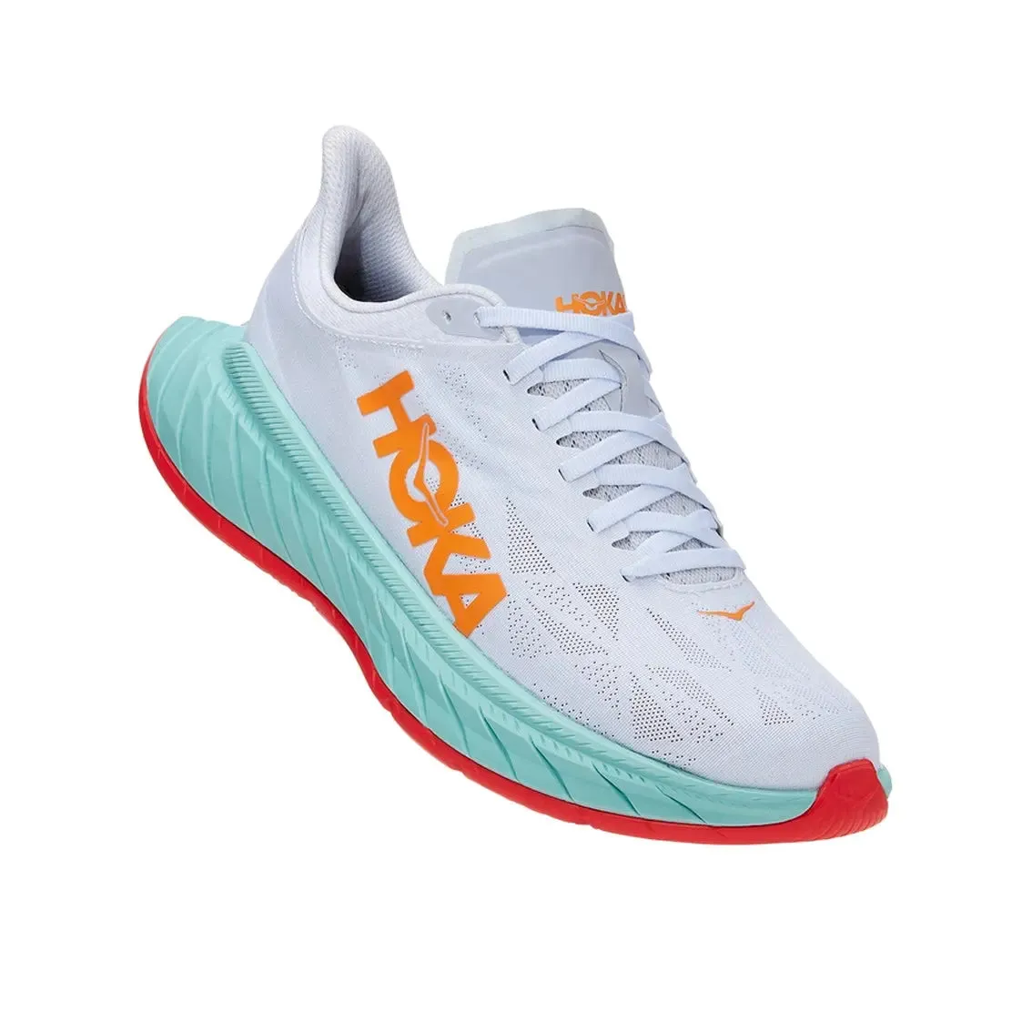Mens HOKA Carbon X 2 - White / Blazing Orange