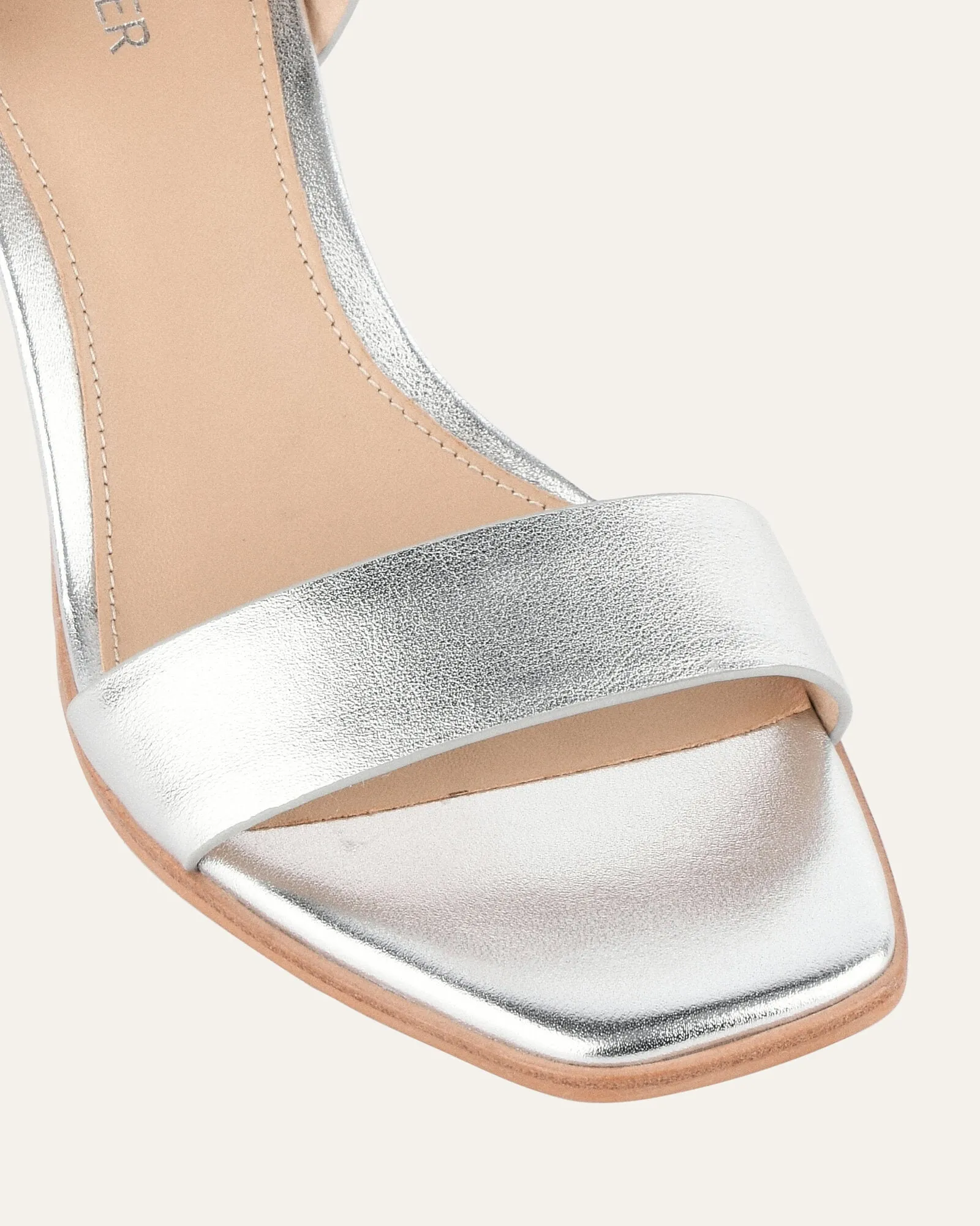NATSU MID HEEL SANDALS SOFT SILVER LEATHER