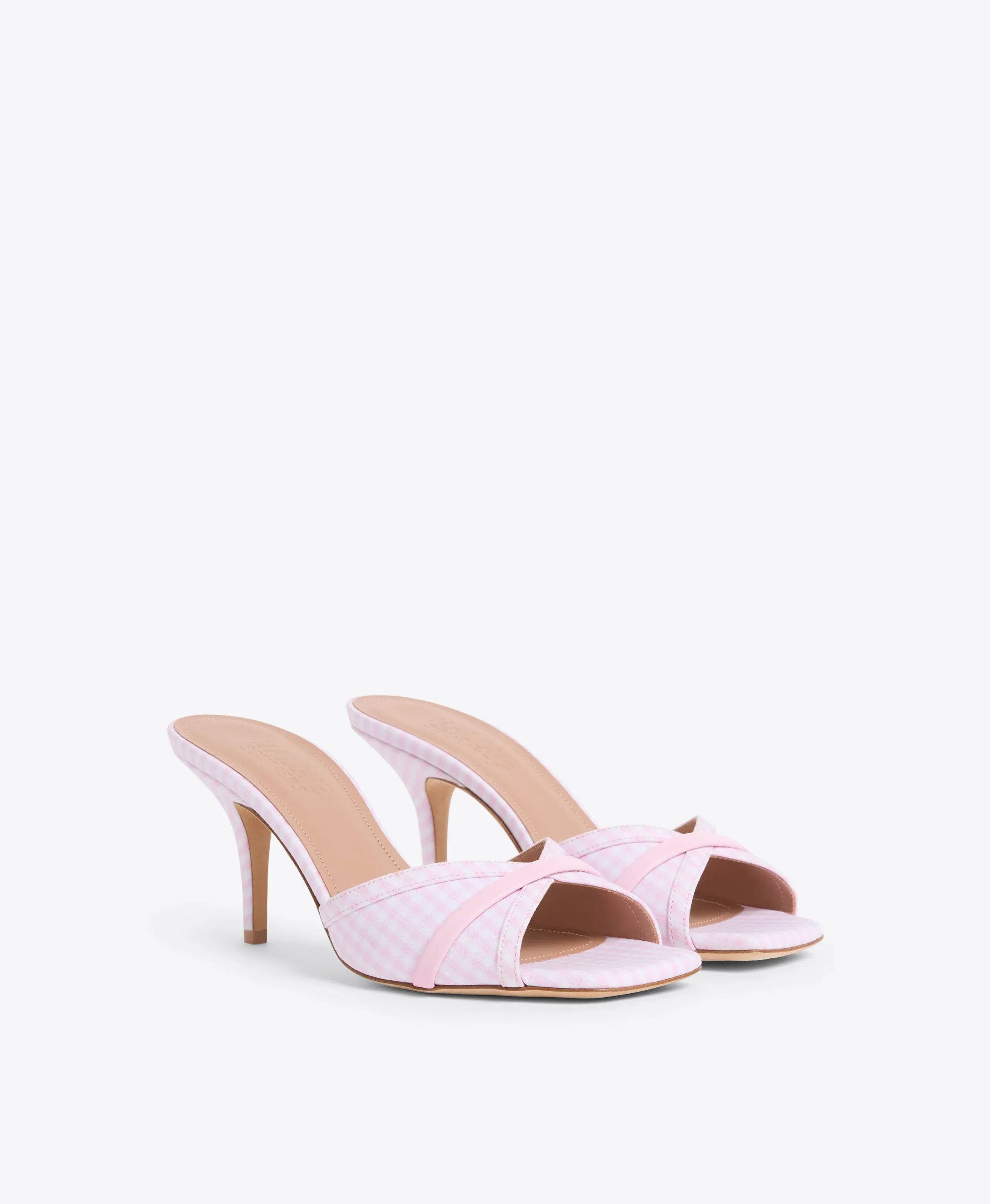 Perla 70 Pink Gingham Heeled Sandals