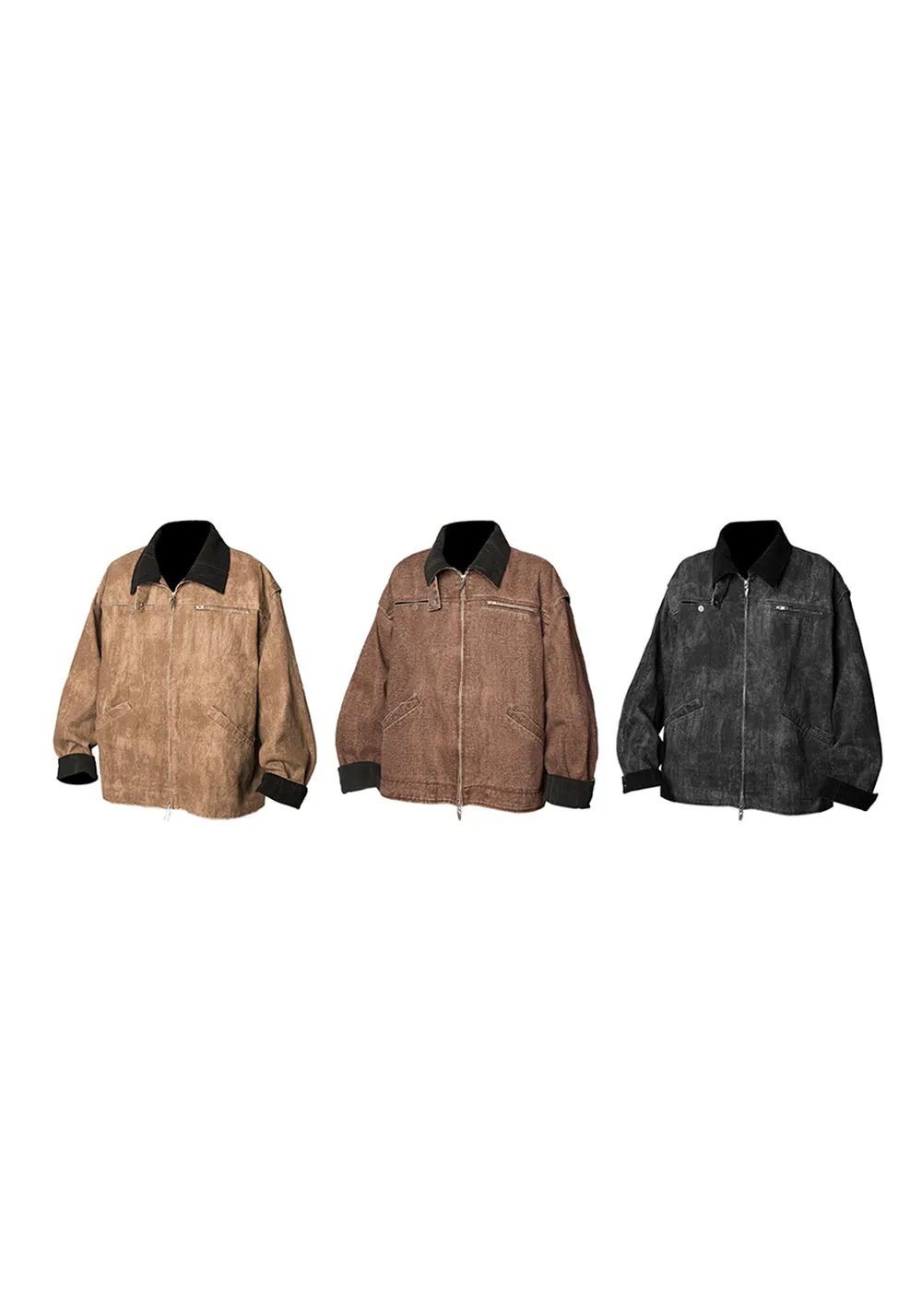 RELABEL Distressed Washed Multi-Pocket Jacket