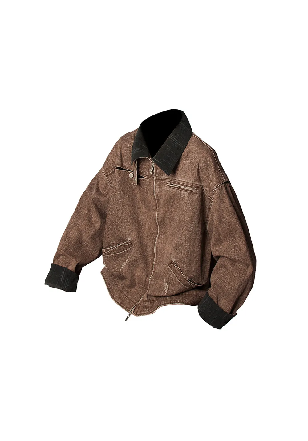 RELABEL Distressed Washed Multi-Pocket Jacket