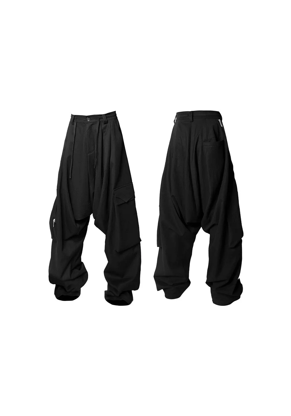 RELABEL Low-Rise Multi-Fold Asymmetrical Casual Suit Pants