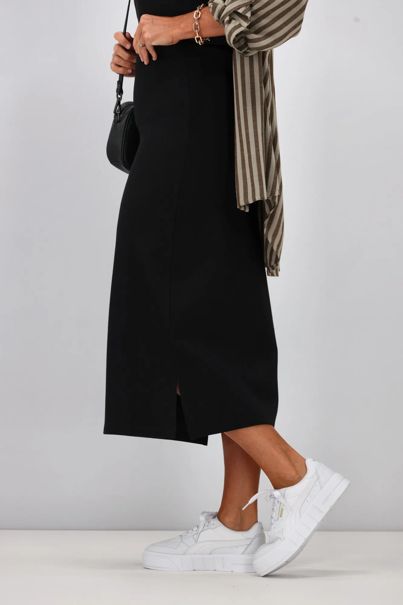 Shine On Essentials Midi Slip Skirt Black