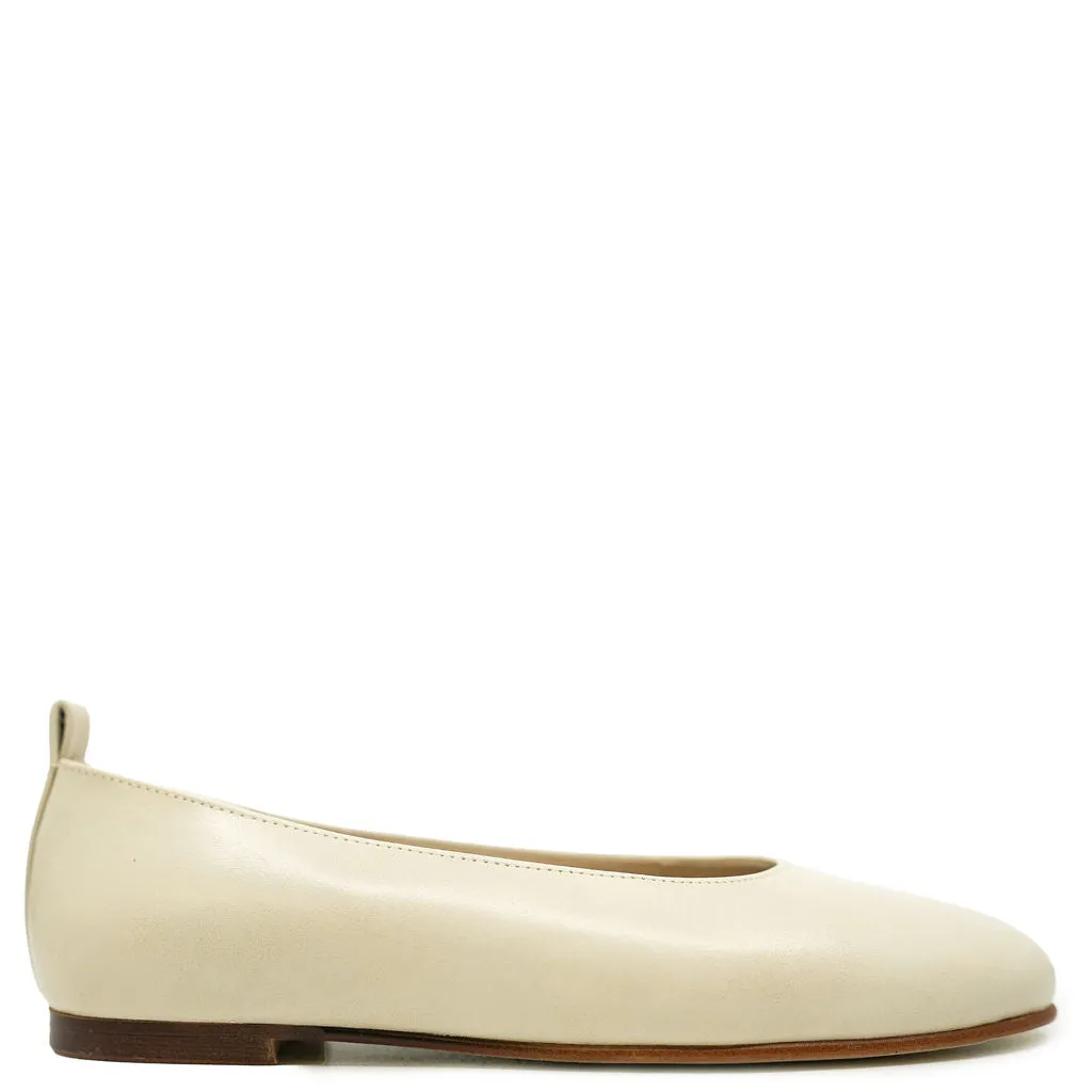 Spain Co Cream Leather Ballet Flat