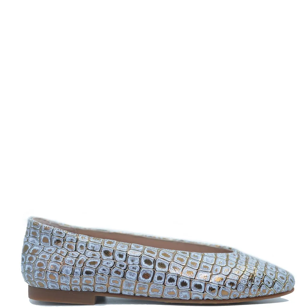 Spain Co Gold Croc V Flat