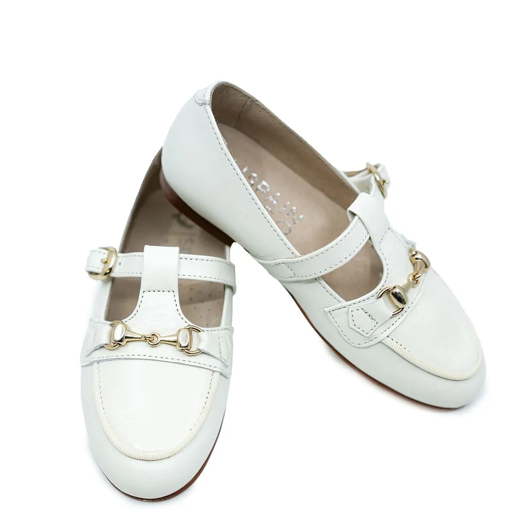 Spain Co Ivory T Strap Buckle Loafer