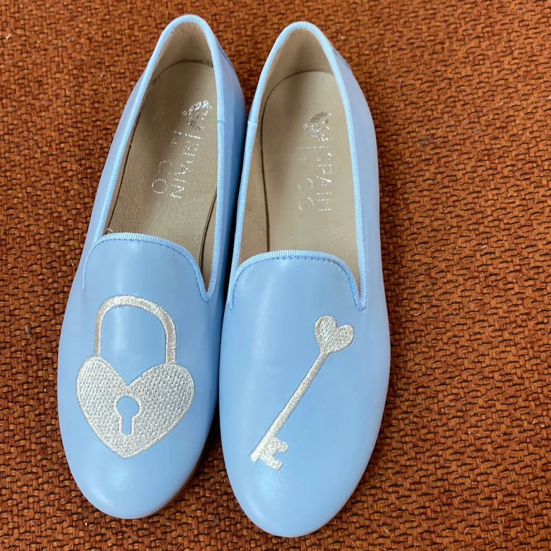 Spain Co Sky Blue Lock and Key Smoking Loafer