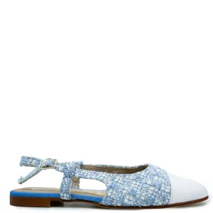 Spain Co Sky Tweed Captoe Slingback