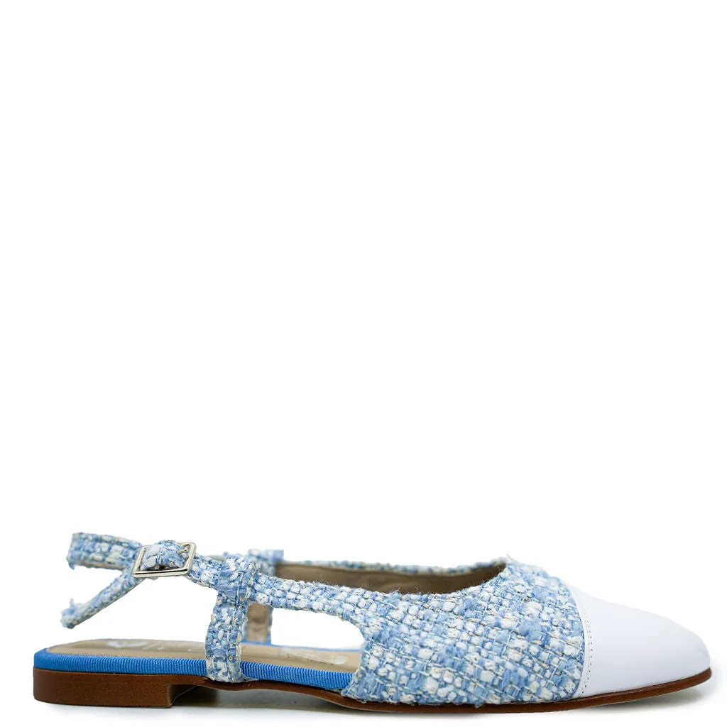 Spain Co Sky Tweed Captoe Slingback