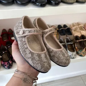 Spain Co Taupe Knit Mary Jane