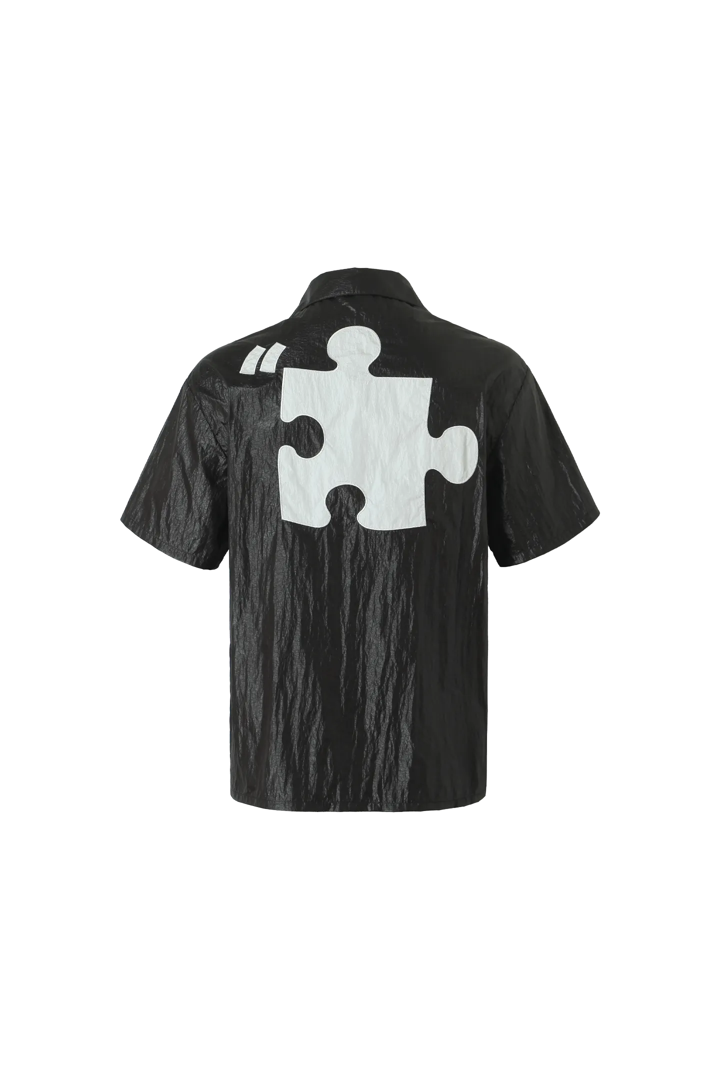 Specially Made Imitation Plastic Texture Thin Breathable Fabric Short Sleeve Shirt