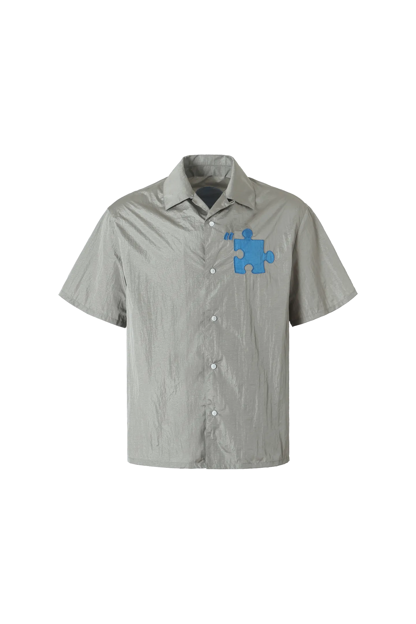 Specially Made Imitation Plastic Texture Thin Breathable Fabric Short Sleeve Shirt