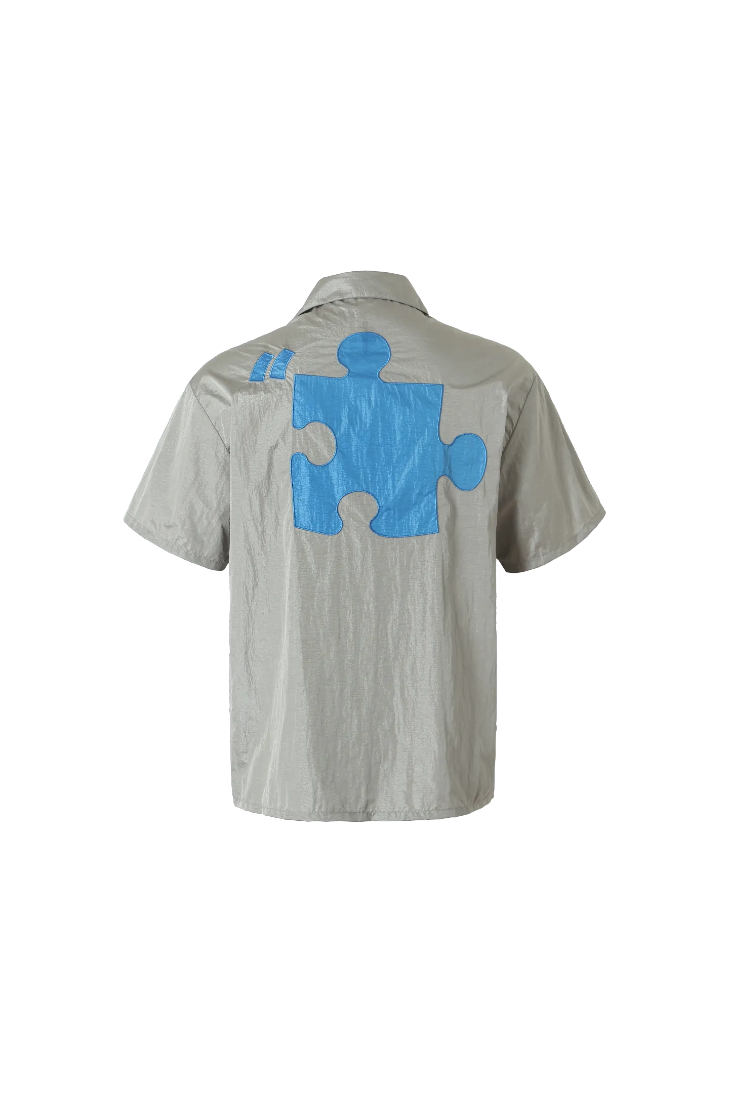 Specially Made Imitation Plastic Texture Thin Breathable Fabric Short Sleeve Shirt